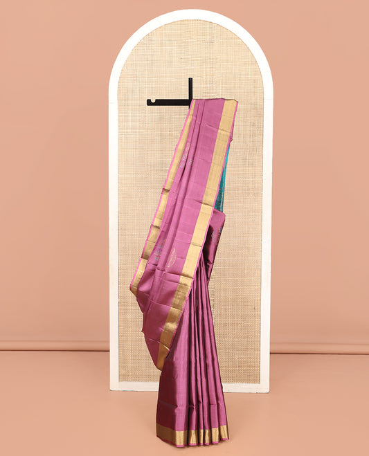 Pink Mayuri Lite Silk Mix Saree, Woven with Meena Buttas, a Zari Border, Contrast Intricate Pallu, and a Contrast Blouse