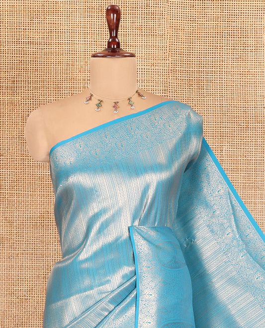 Peacock Elite Soft Silk Saree Features Jacquard Design, a Zari Border, Paisley Pallu, Matching Blouse