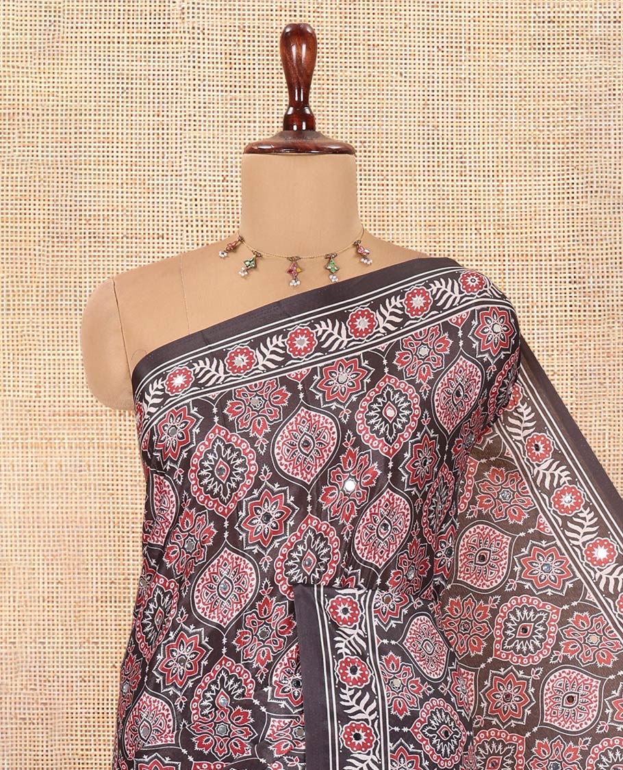 Black Satin Crepe Saree
