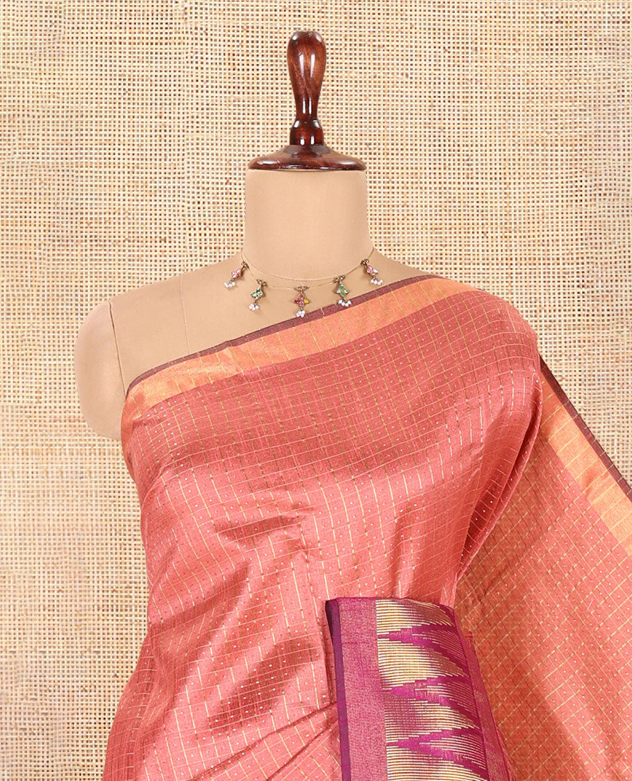 Onion Pink Semi-Raw Silk Saree
