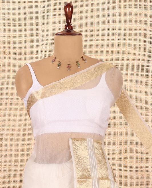 Off-White Semi-Organza Saree