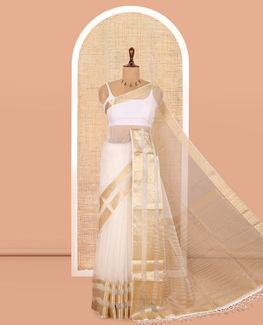 Off-White Semi-Organza Saree
