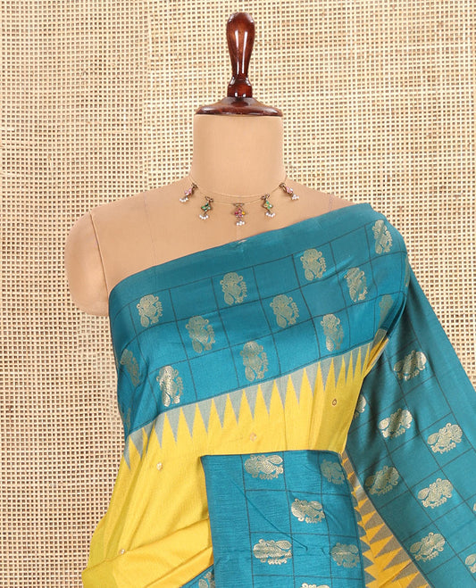Lemon Yellow Dola Tussar Saree