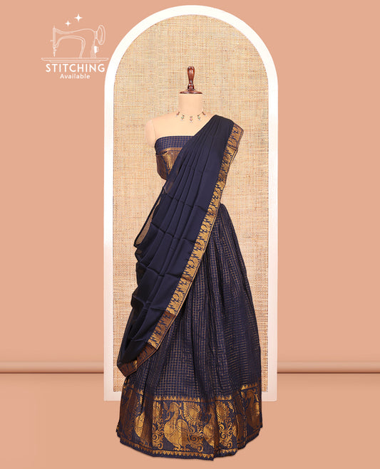 Navy Blue Sungudi Cotton Half-Saree