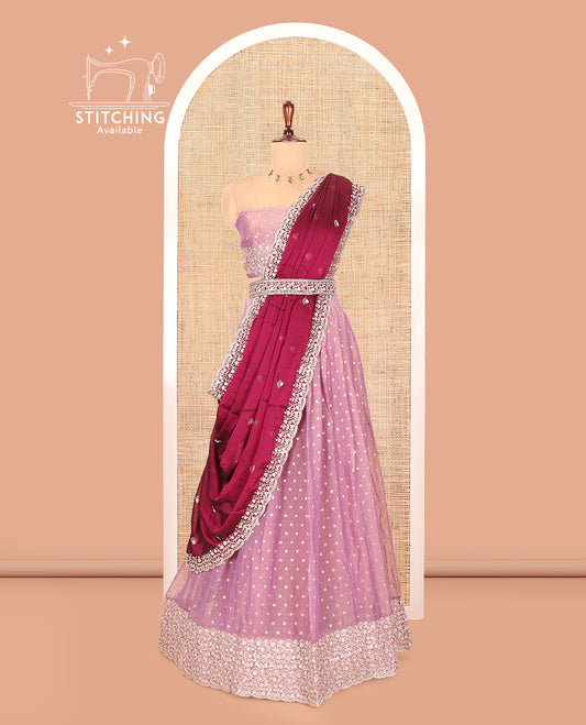 Purple Moss Organza Half-Saree