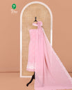 Pink Fox Georgette Material Chudidar Set, Impeccably Styled with Floral Embroidery on Its Top, a Plain Santoon Bottom, and Paired with a Floral Embroidered Scallop Dupatta