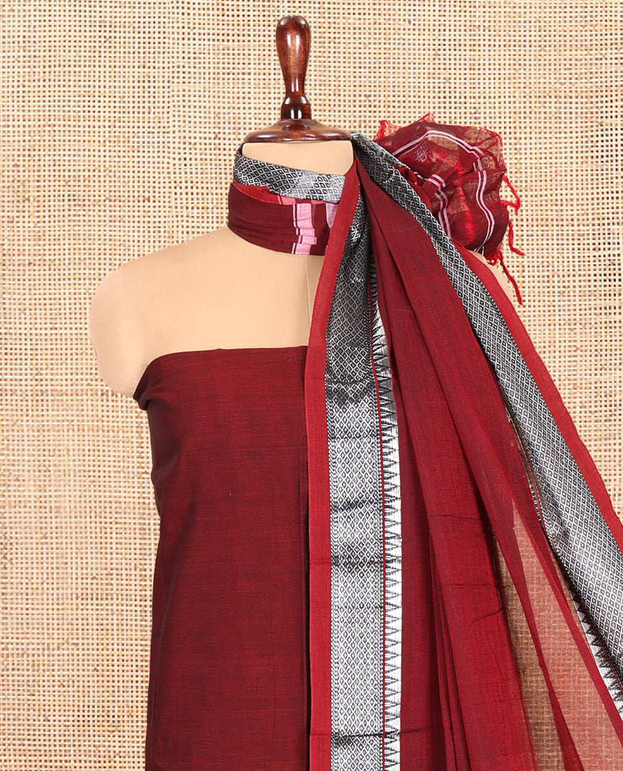 Maroon Mercerised Cotton Material Churidar Set