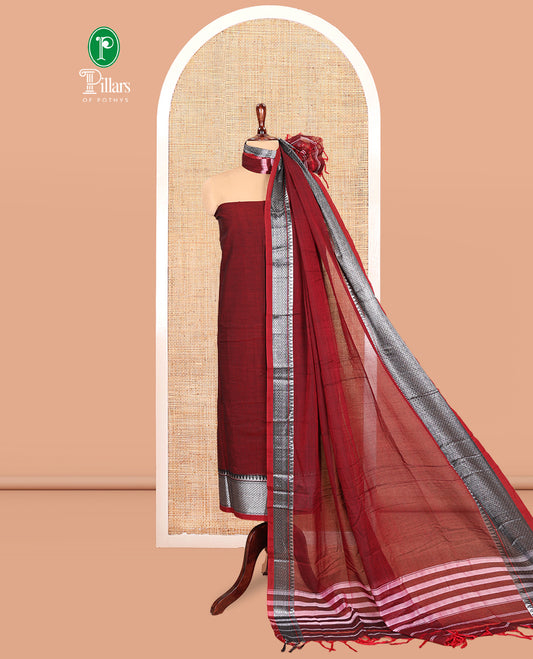 Maroon Mercerised Cotton Material Churidar Set