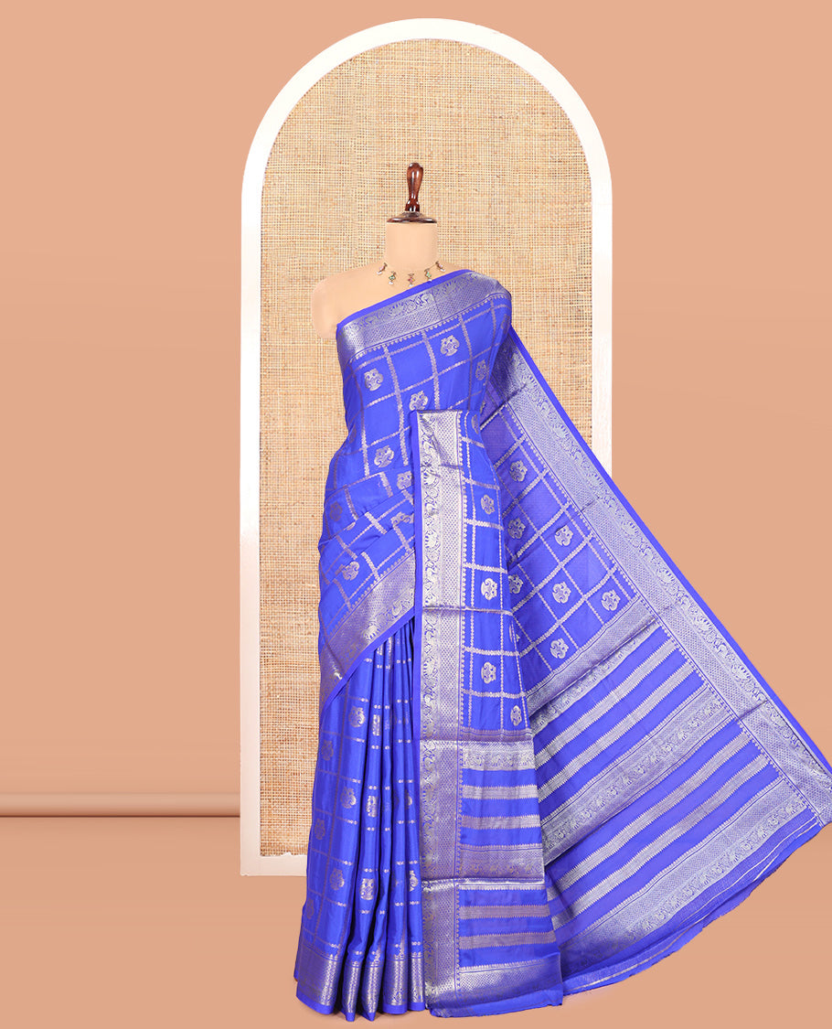 M.s Blue Fancy Mysore Silk Saree