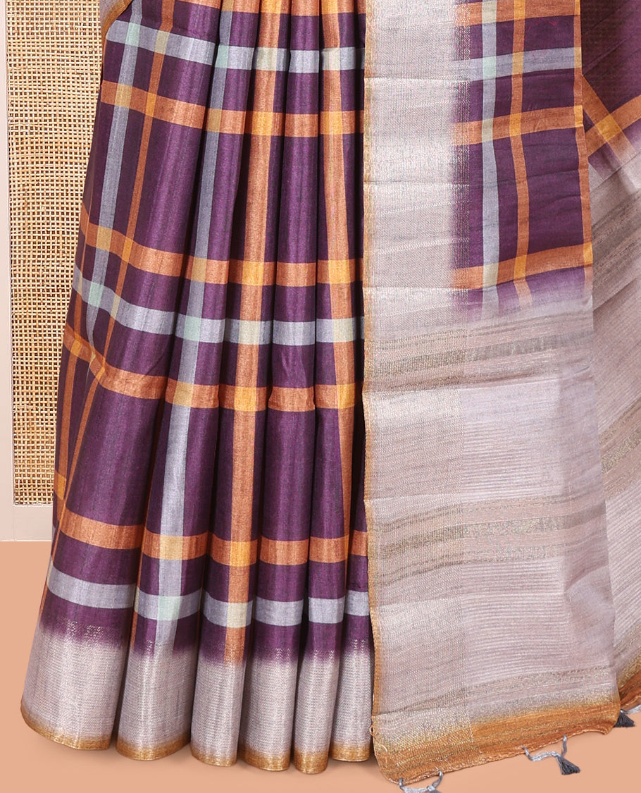 Brown Classic Fancy Tussar Silk Saree