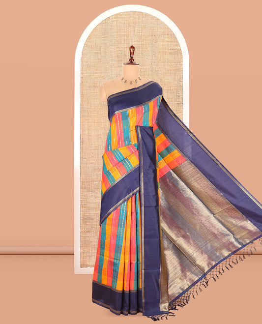 Navy Blue Fancy Softy Silk Saree