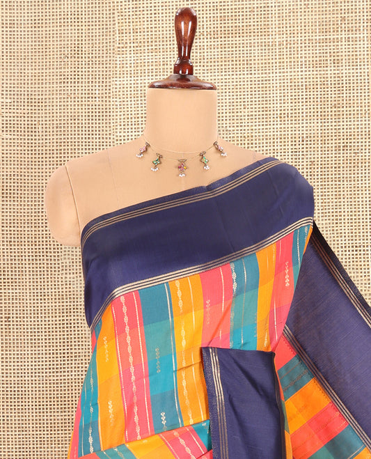 Navy Blue Fancy Softy Silk Saree