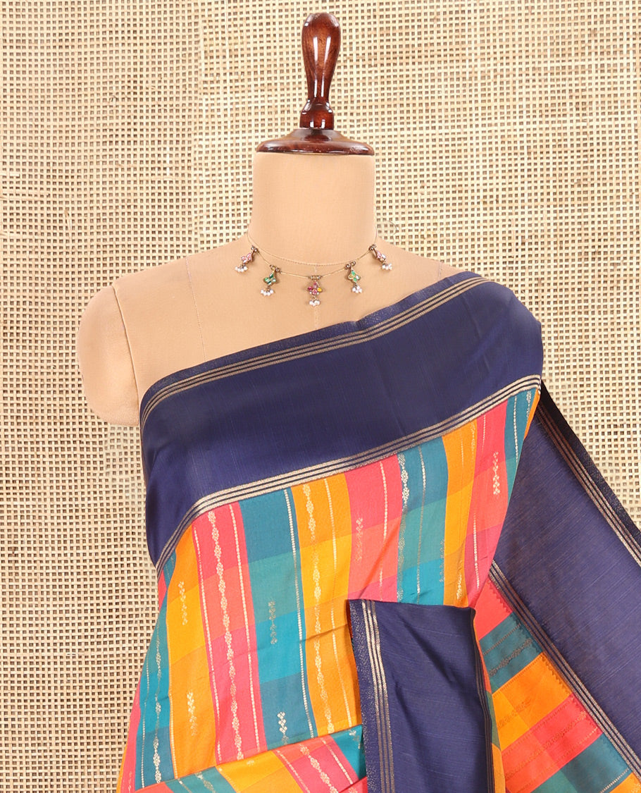Navy Blue Fancy Softy Silk Saree