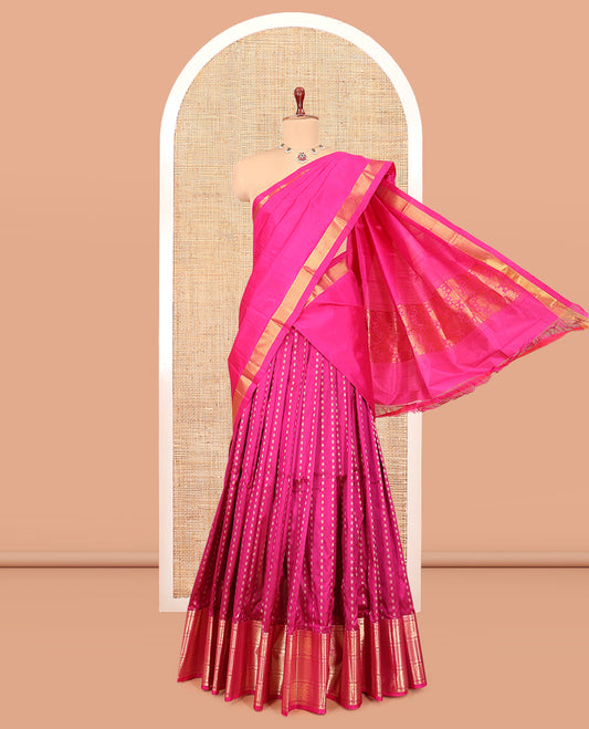 Pink Pure Silk Half Saree