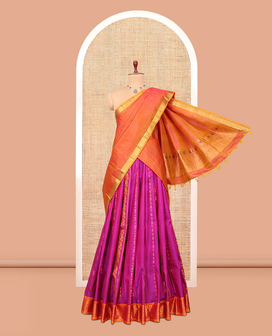 Pink Pure-Silk Half-Saree