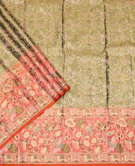 Green Pure Silk Half-Saree
