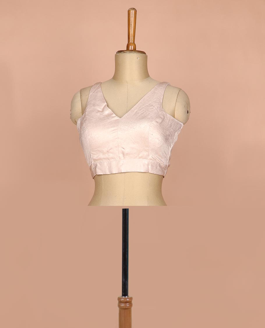 Pastel pink plain front and back V-neck thick strapped sleeveless readymade blouse