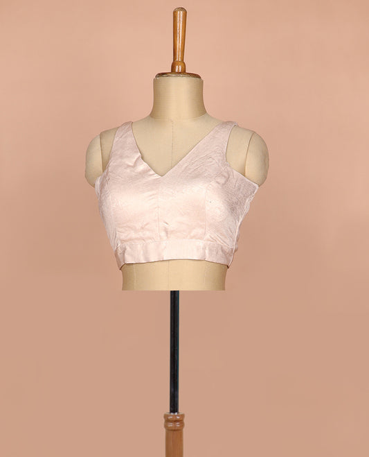 Pastel pink plain front and back V-neck thick strapped sleeveless readymade blouse