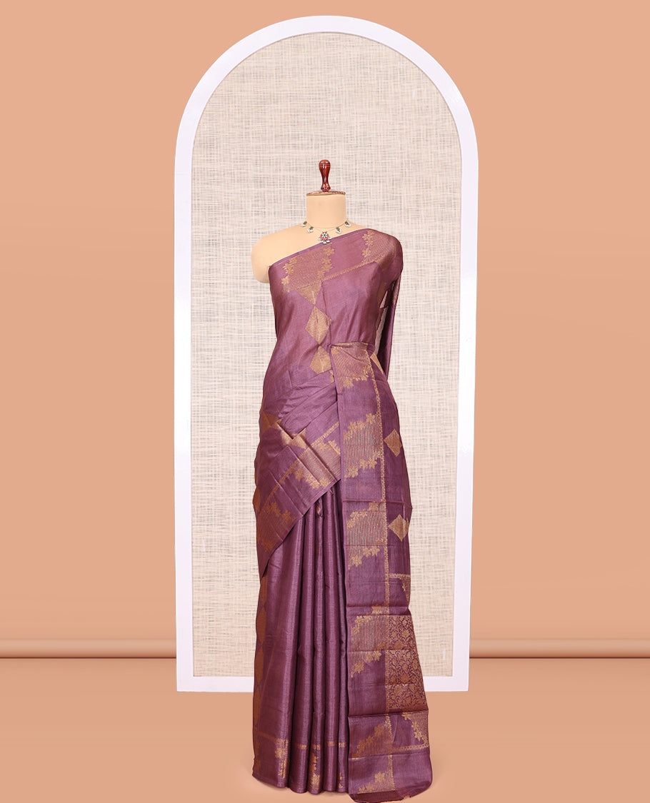 Purple Tussar Silk Saree