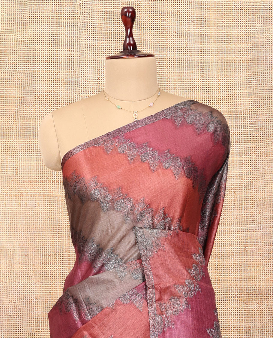 Borderless Multi-Color Tussar Silk Saree Features Rankat-Style Diagonal Zari Stripes, Sparsely Woven Pallu, and a Matching Blouse
