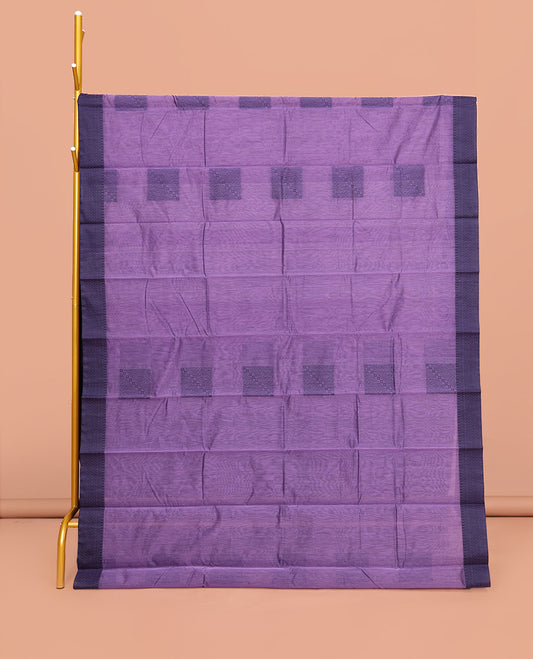 Lavender Semi-Silk Cotton Saree, Delicately Designed with Square Buttas All Over Its Body, Contrast Traditional Design Border, Intricately Designed Pallu, and Paired with a Matching Blouse
