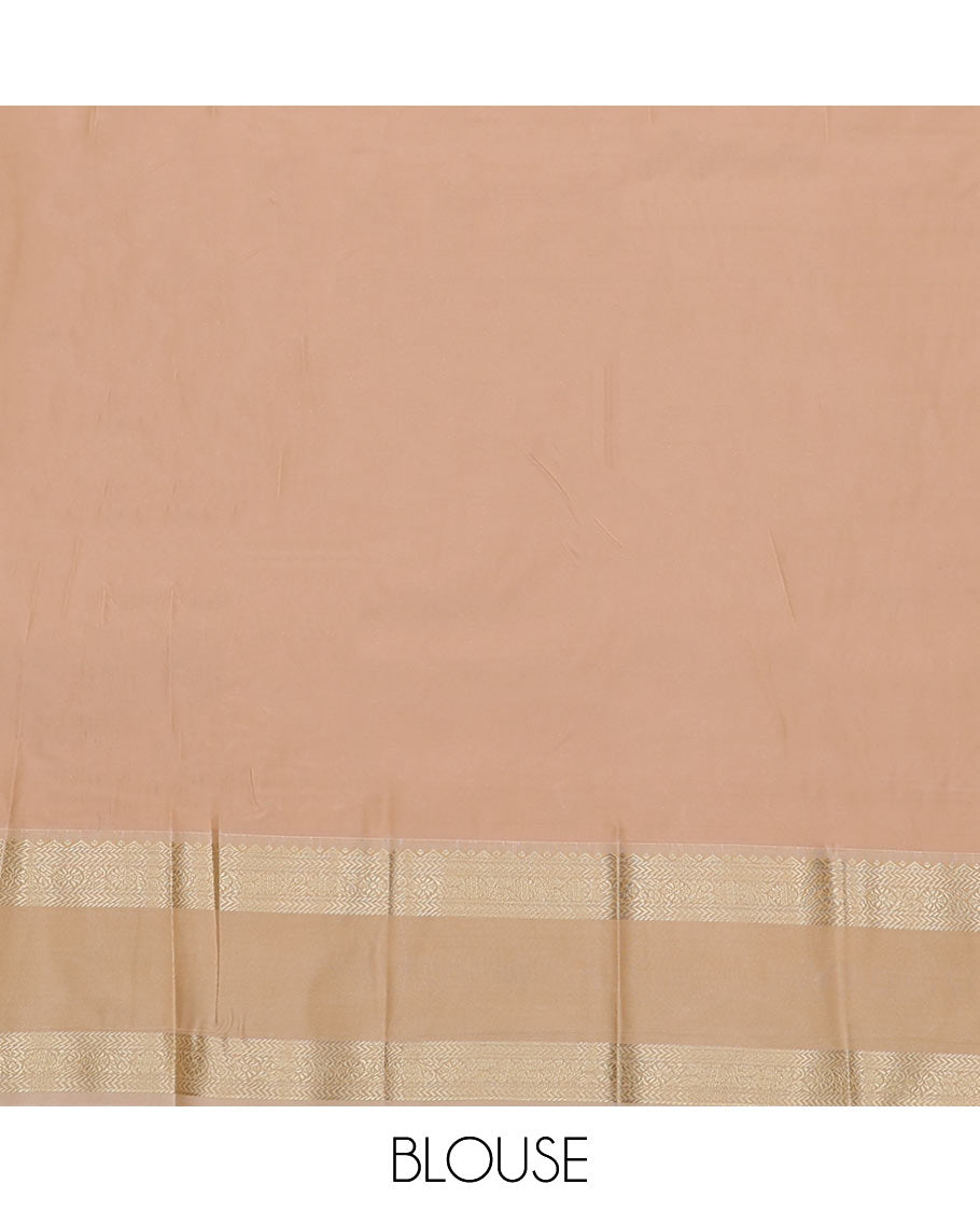 Maroon Budget Silk Saree Delicately Woven with Horizontal Neli Stripes, Trimmed with a Contrast Traditional Zari Motif Rettai Pettu Border, Featuring a Subtly Woven Jaal Pallu, Paired with a Contrast Blouse