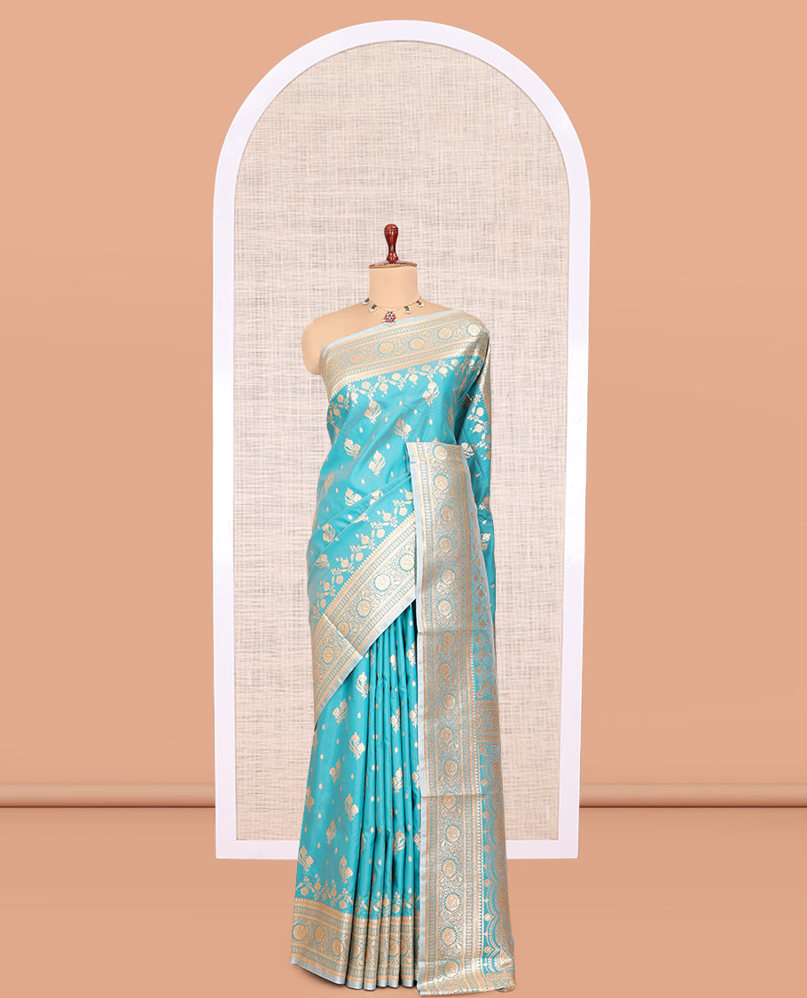 Blue Banaras Nylon Saree