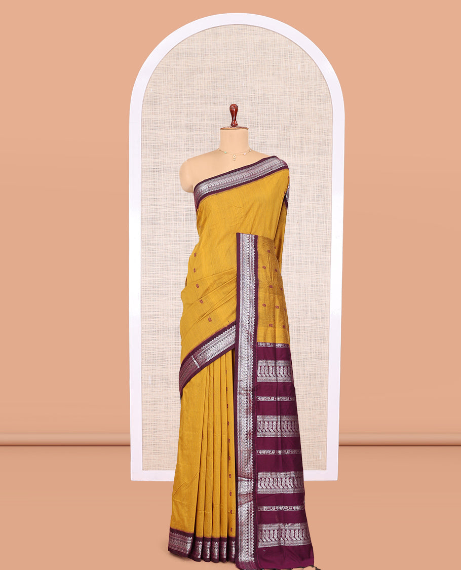 Mustard Kalyani Cotton Saree