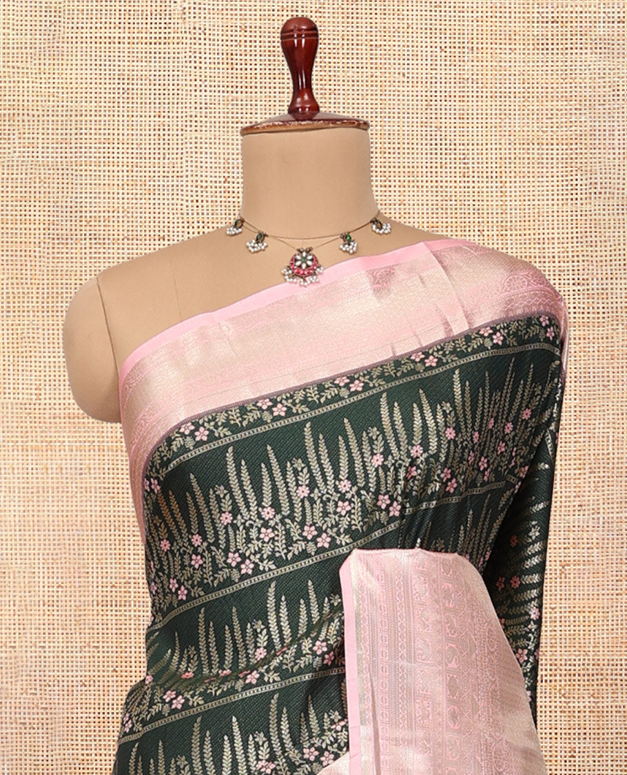 Dark Green-Light Pink Budget Silk Saree