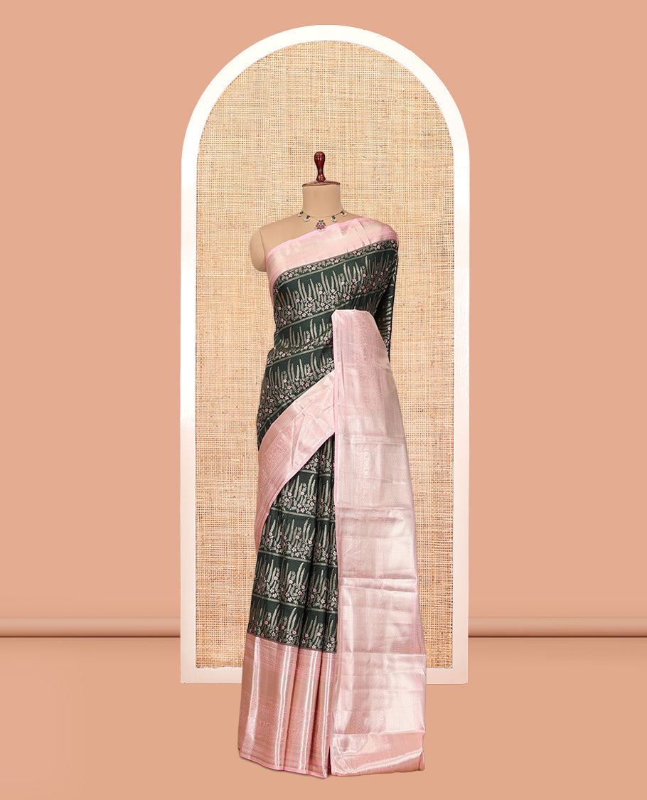 Dark Green-Light Pink Budget Silk Saree