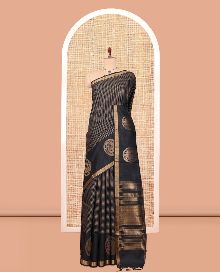 Black Dupion Saree