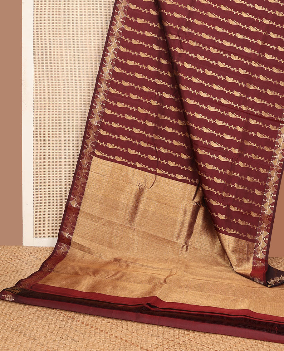 Maroon zari design vasundhara silk mix saree, traditional temple zari border & jaal design pallu