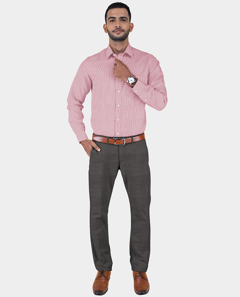 Reid & Taylor men's material set features a multi-color checked cotton shirt & contrast polyester viscose pants 