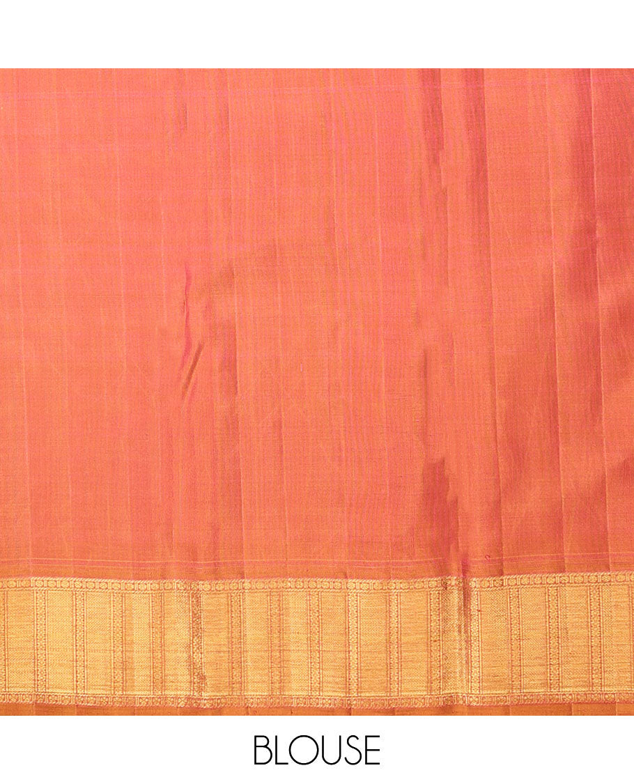 Multi-color meenakari Mughal-style jacquard silk saree, zari border of banaras,rudraksham & vanki design & intricate pallu