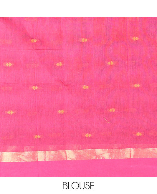 Brown buttas Chirala cotton saree, contrast zari striped border & striped pallu