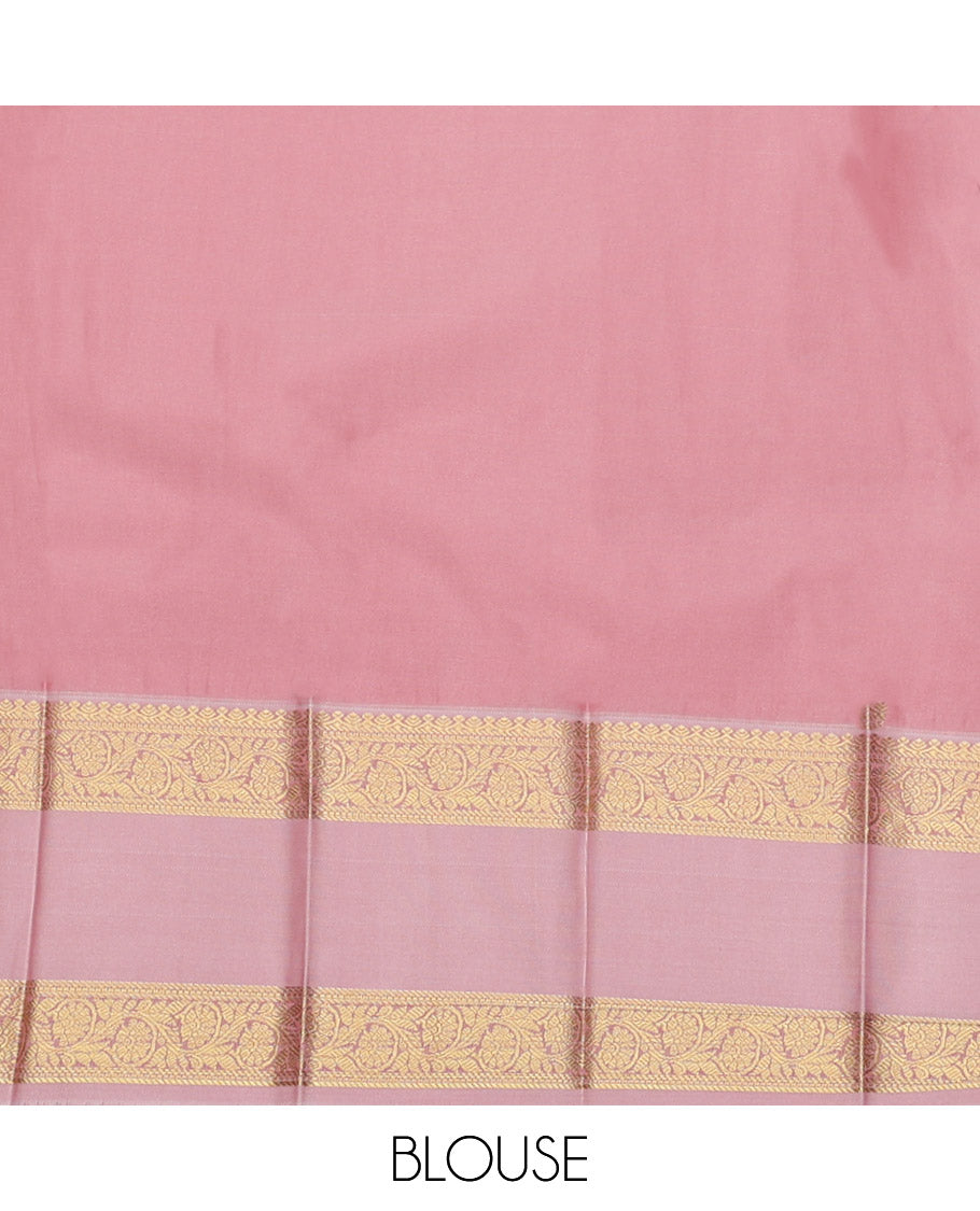 Purple Budget Silk Saree, Beautified with Zari Designs, Complemented by a Contrast Traditional Zari Rettai Pettu Border, Grand Pallu, and a Contrast Blouse