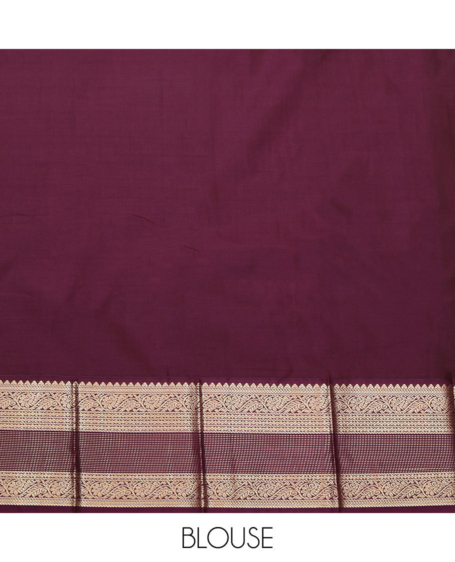 Green Budget Silk Saree, Adorned with Zari Buttas All Over Its Body, Complemented by Contrast Border of Traditional Zari Designs, Gleaming Zari Design Pallu, and Paired with a Contrast Blouse