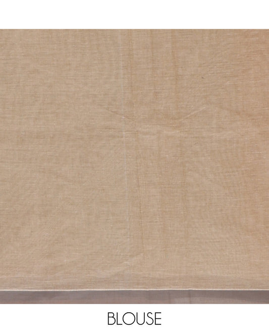 Blue floral buttas Coimbatore cotton saree, contrast plain border & floral design pallu