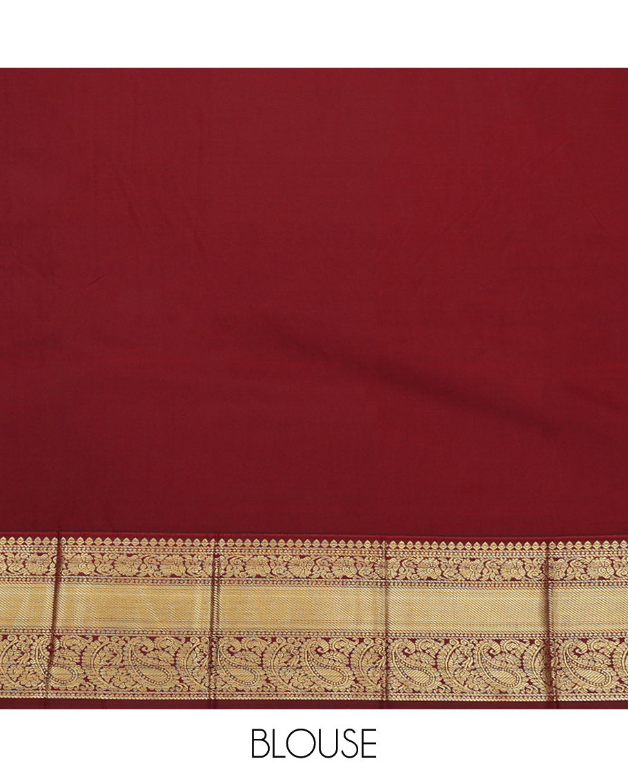 Blue Budget Silk Saree, Enriched with Zari Buttas, Complemented by a Contrast Traditional Zari Border, Grand Pallu, and a Contrast Blouse