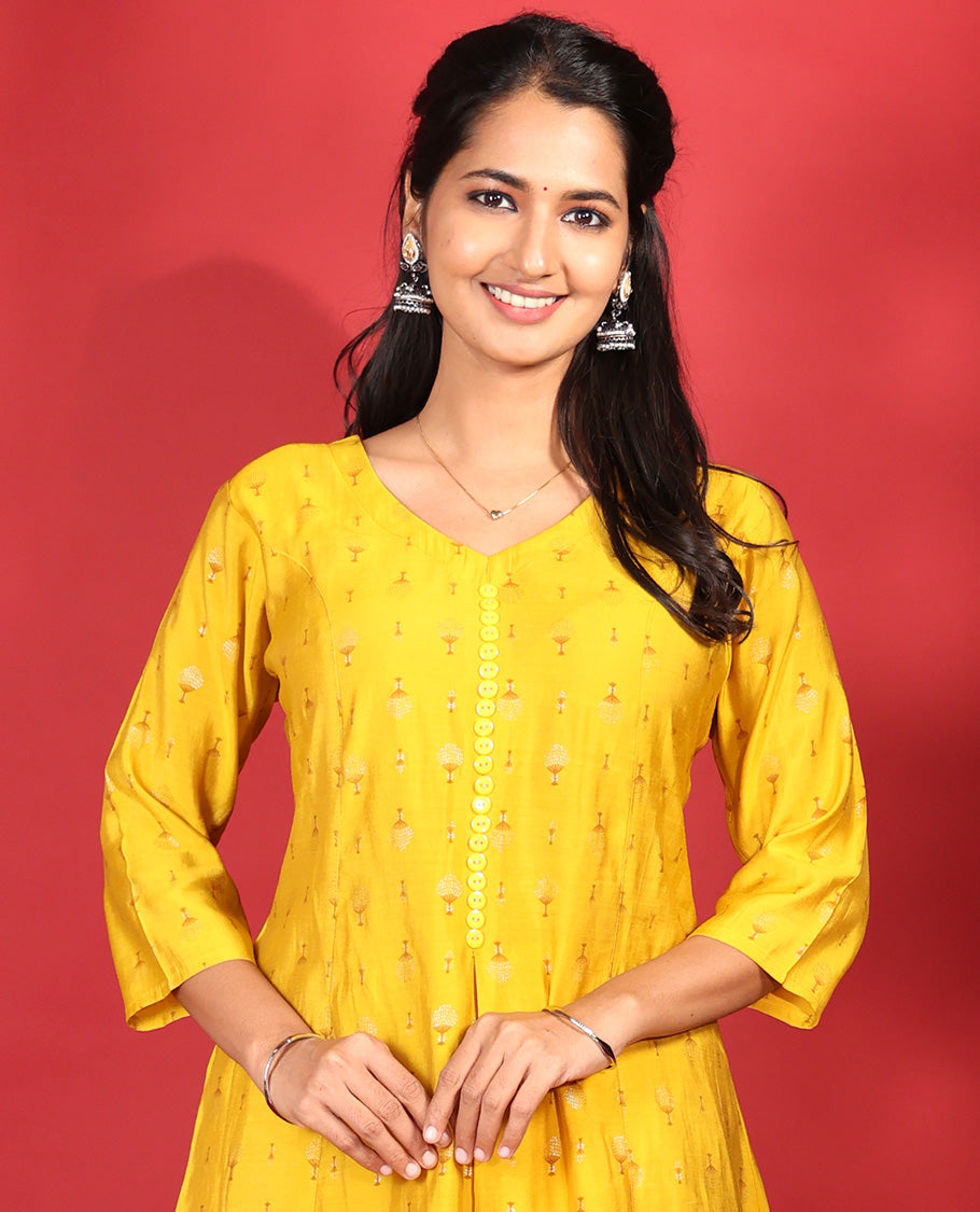 Yellow Muslin Readymade Suit