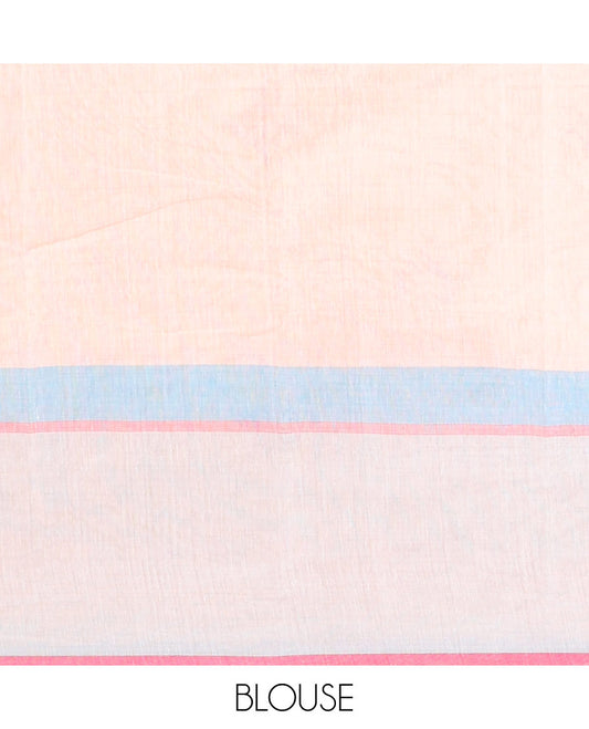 Sandal diamond buttas Chirala cotton saree, contrast floral motifs printed border & geometric patterned pallu