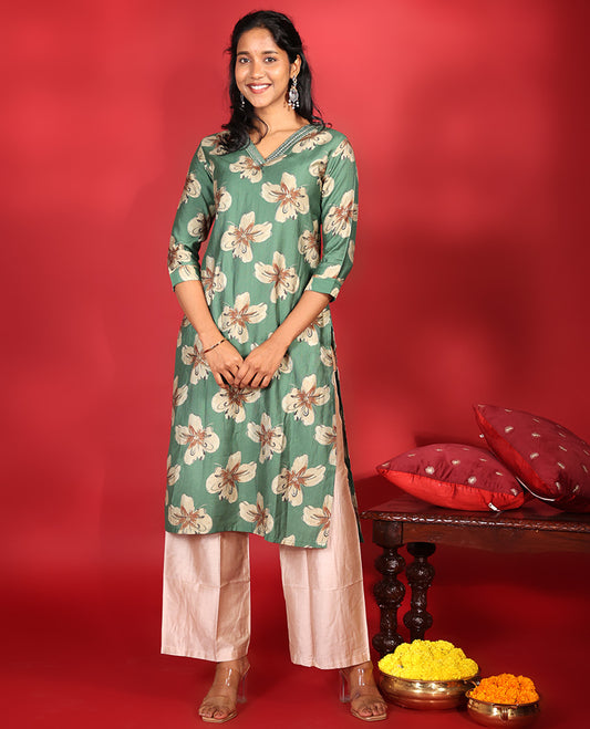 Green Readymade Vatican Kurti