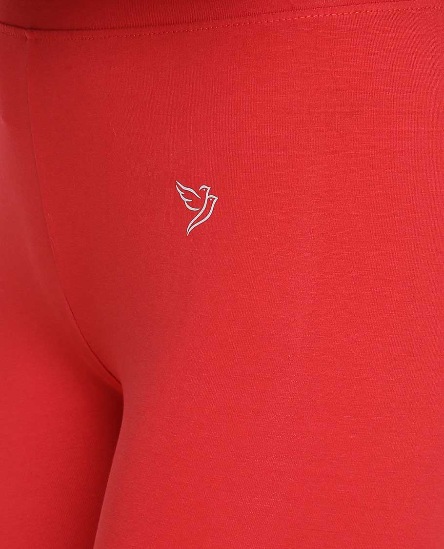 Dark red plain design twin birds legging 