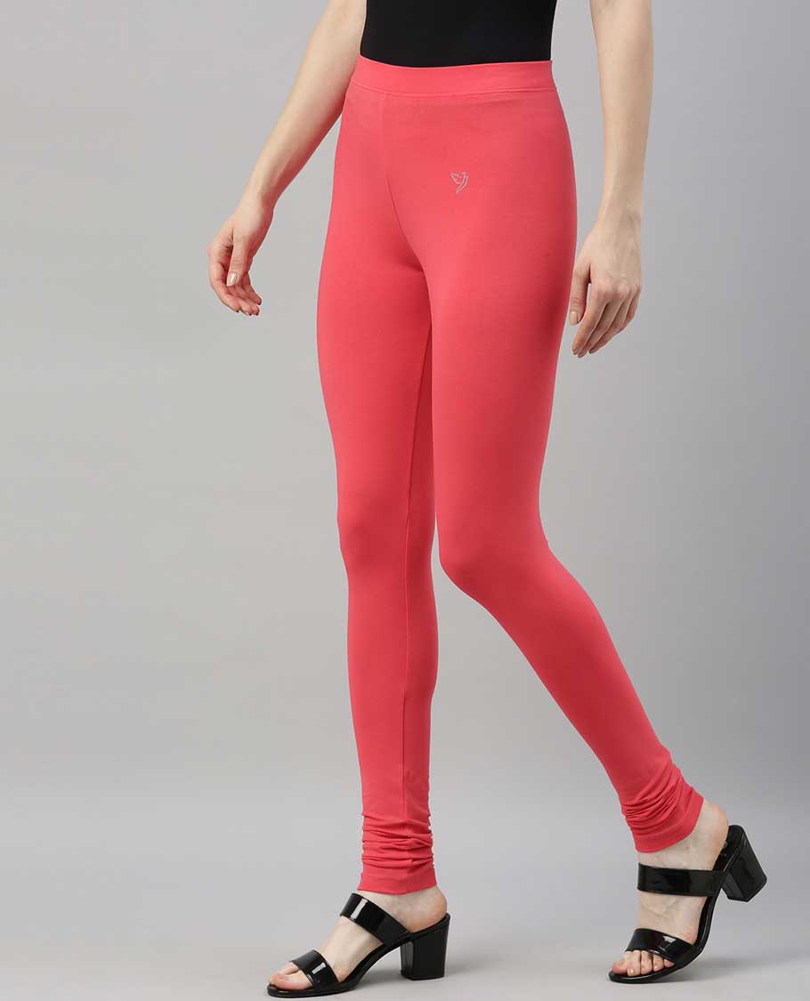 Dark pink plain design twin birds legging 