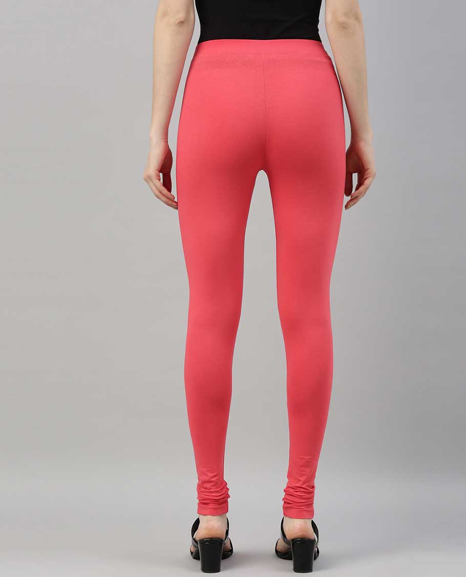 Dark pink plain design twin birds legging 