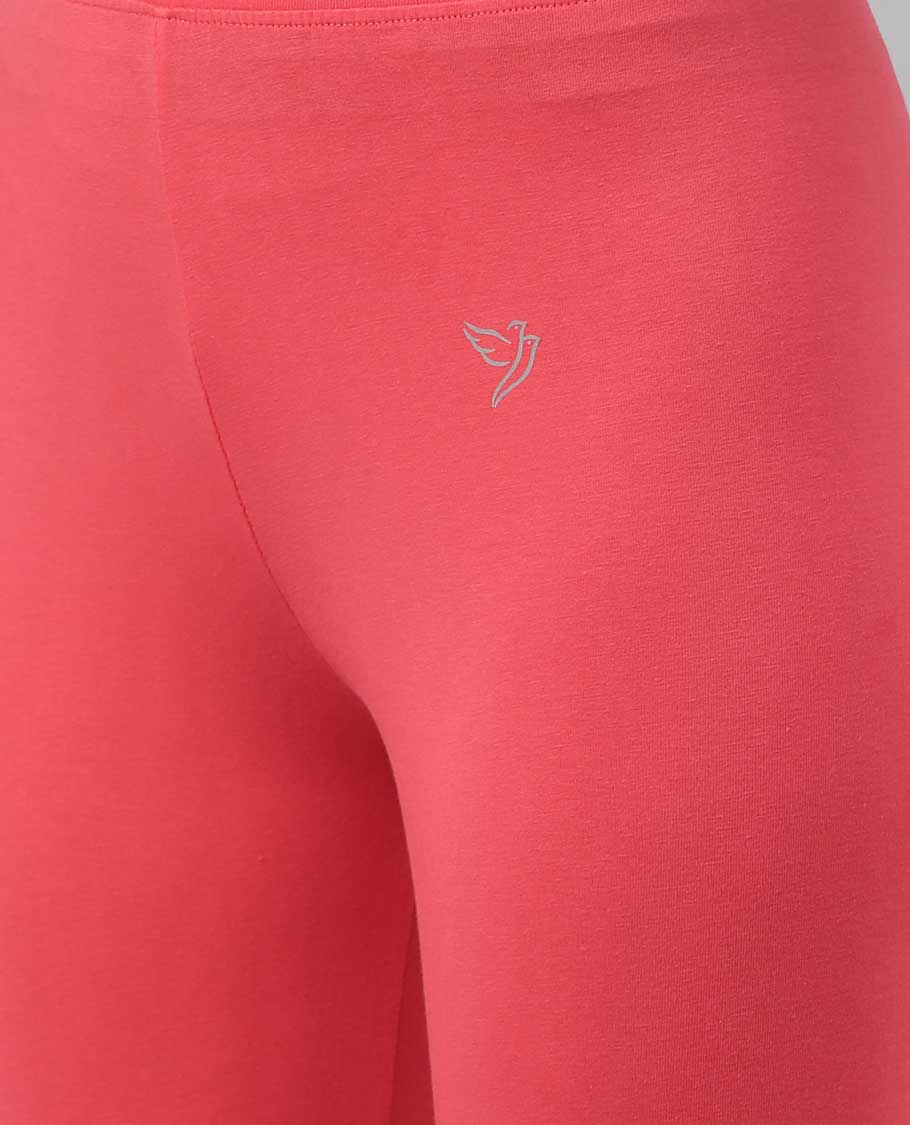 Dark pink plain design twin birds legging 