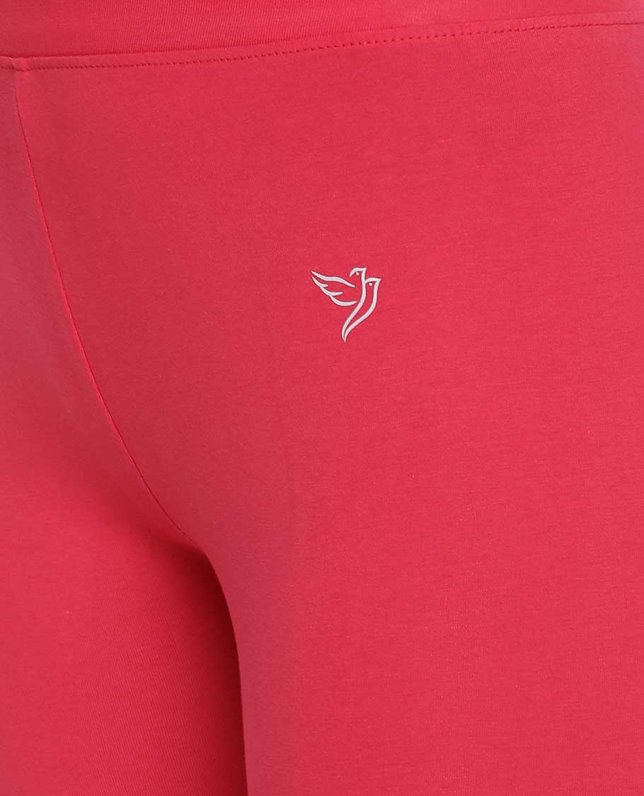 Pink plain design twin birds legging 
