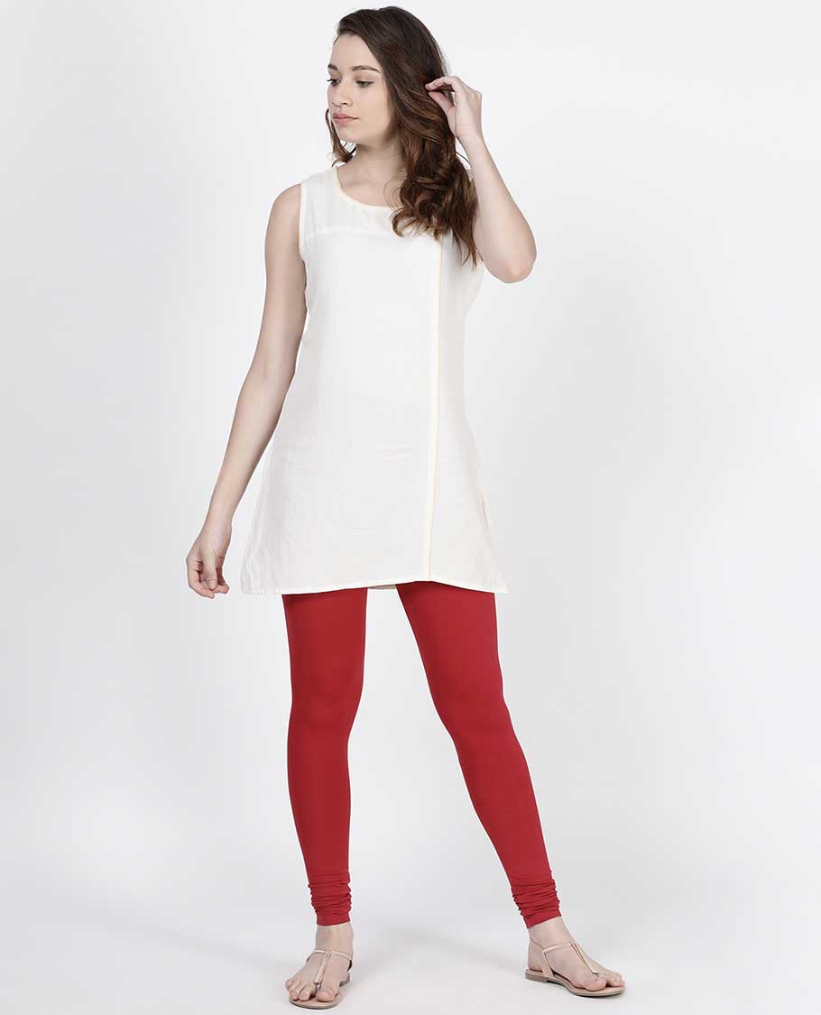 Jam red plain design twin birds legging