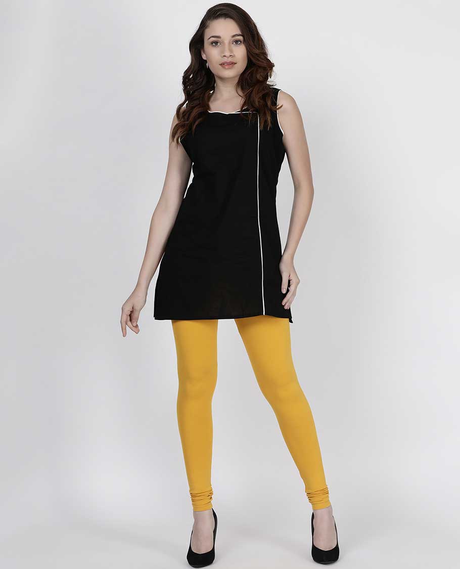 Enthralling yellow plain design twin birds legging 