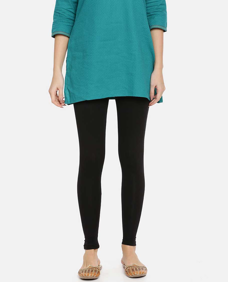 Carbon Black plain design Twin Birds Legging 